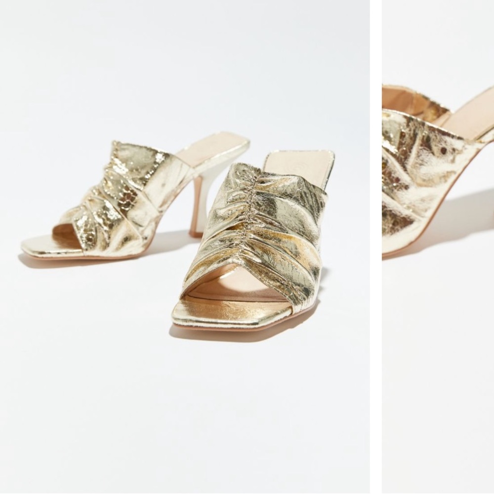 NWT UO Gold Ruched Mule Heel (size 8)